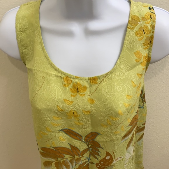 Citron Silk Butterfly Print Sleeveless Top m - Picture 2 of 5